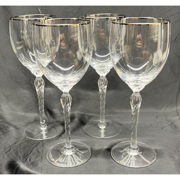 4 Lenox Crystal Madison Platinum Trim Water Goblets Glasses 8 1/2" - Picture 1 of 7